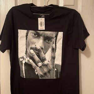 Black and White Short Sleeve Tee with Bold Photographic Print